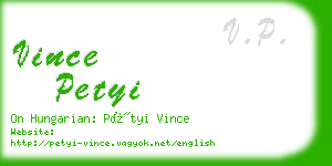 vince petyi business card